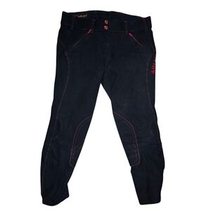 Ariat Womens Size 28R Black Red Heritage Elite Knee Patch Western Cowgirl Breech